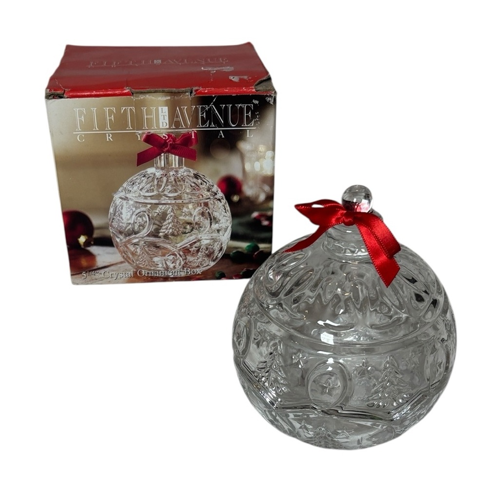 Fifth Avenue Vintage 5 1/4” Crystal Ornament Box EUC